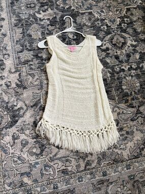 Lilly Pulitzer Cream Crochet Fringe Tank Top